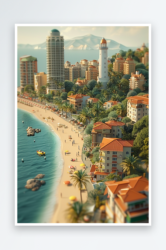 海边沙滩上玩耍的人-众图网