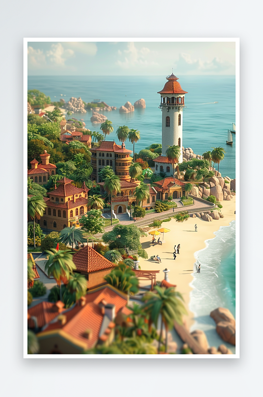 海边沙滩上玩耍的人-众图网