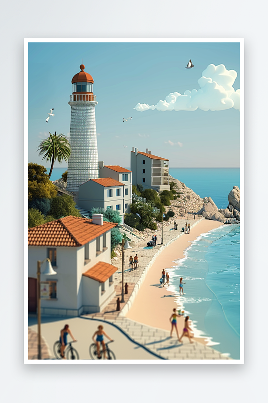 海边沙滩上玩耍的人-众图网