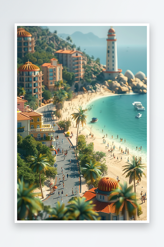 海边沙滩上玩耍的人-众图网