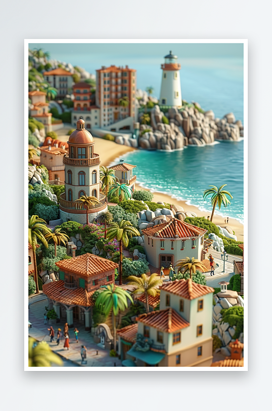 海边沙滩上玩耍的人-众图网