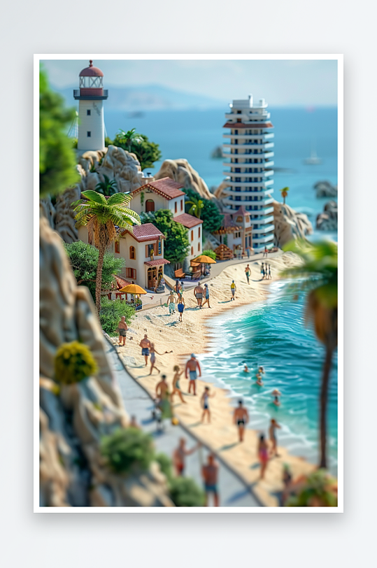 海边沙滩上玩耍的人-众图网