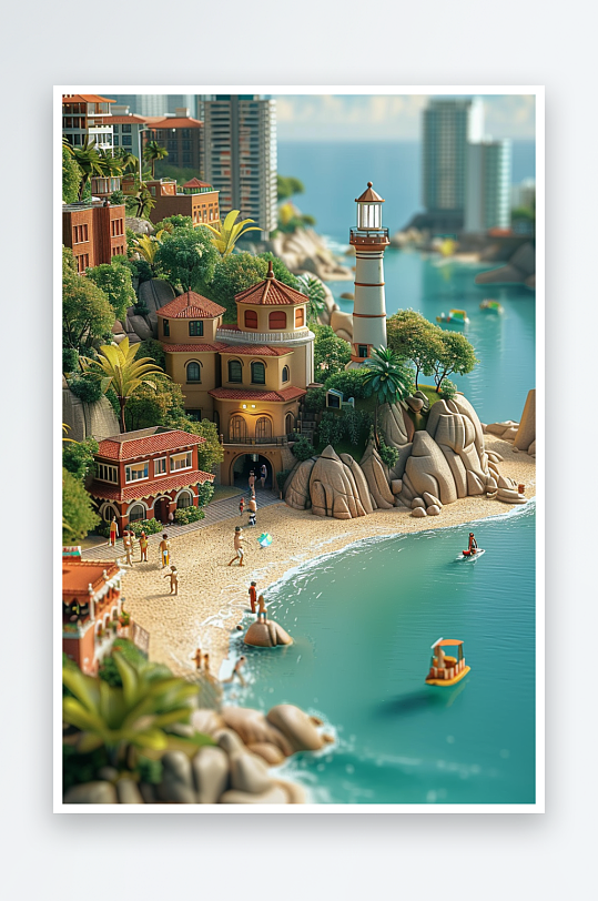 海边沙滩上玩耍的人-众图网