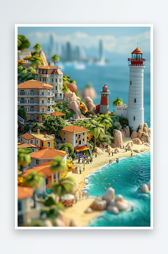 海边沙滩上玩耍的人-众图网