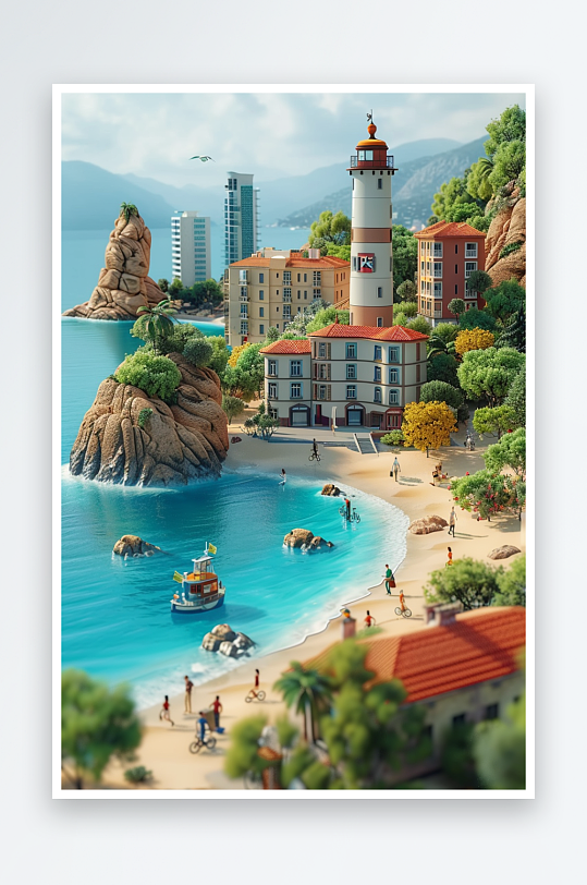 海边沙滩上玩耍的人-众图网