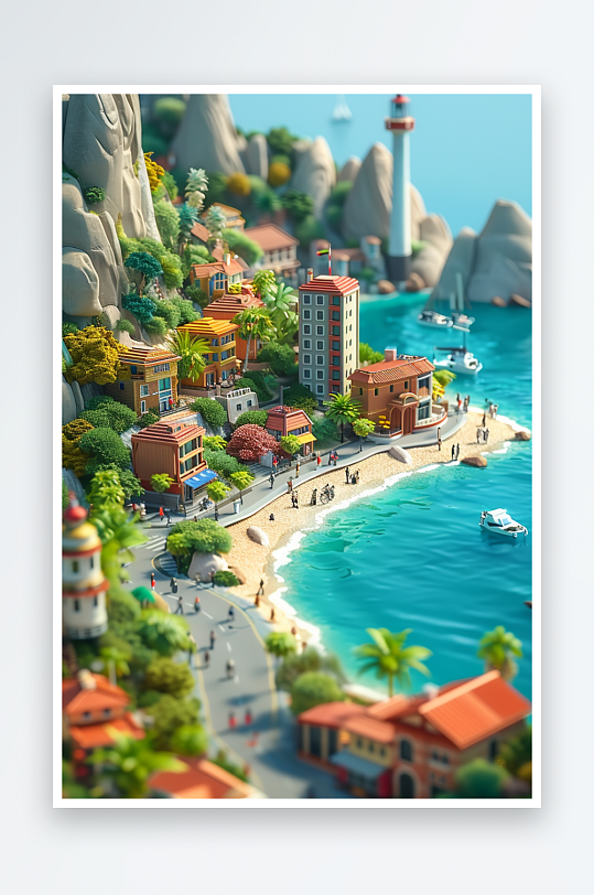 海边沙滩上玩耍的人-众图网