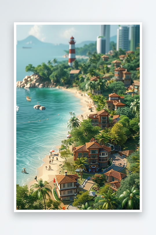 海边沙滩上玩耍的人-众图网