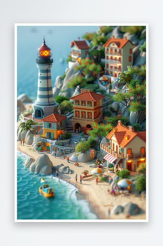 海边沙滩上玩耍的人-众图网