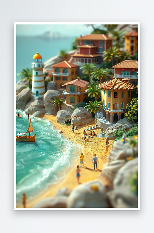 海边沙滩上玩耍的人-众图网