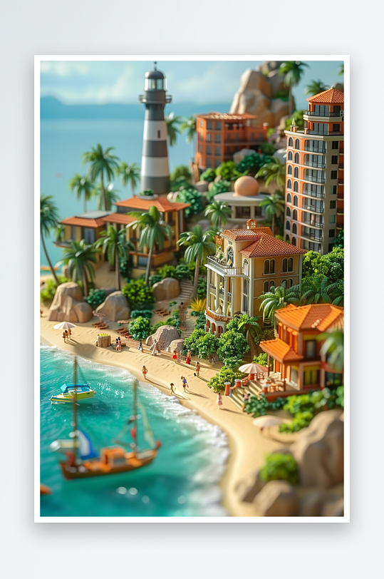 海边沙滩上玩耍的人-众图网