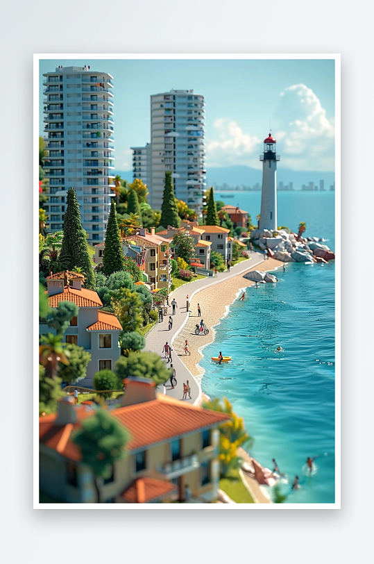 海边沙滩上玩耍的人-众图网