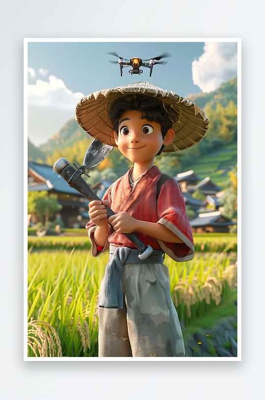 稻田中使用无人机场景-众图网