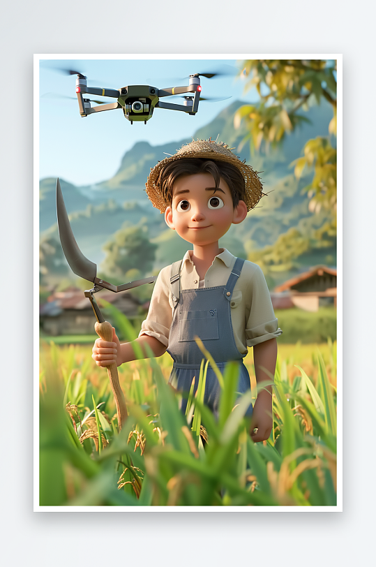 稻田中使用无人机场景-众图网