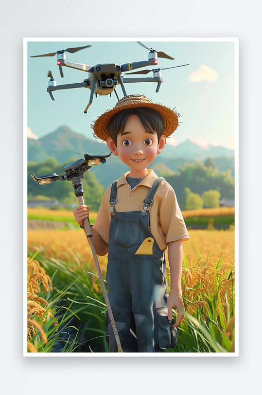 稻田中使用无人机场景-众图网