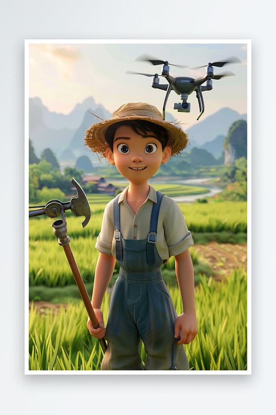 稻田中使用无人机场景-众图网