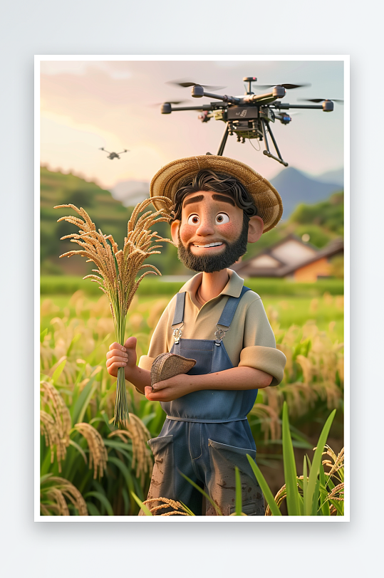 稻田中使用无人机场景-众图网