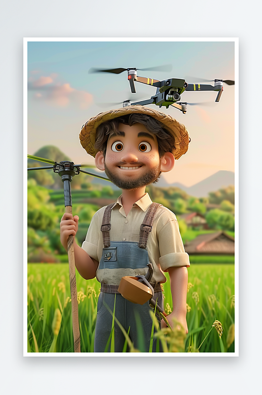 稻田中使用无人机场景-众图网