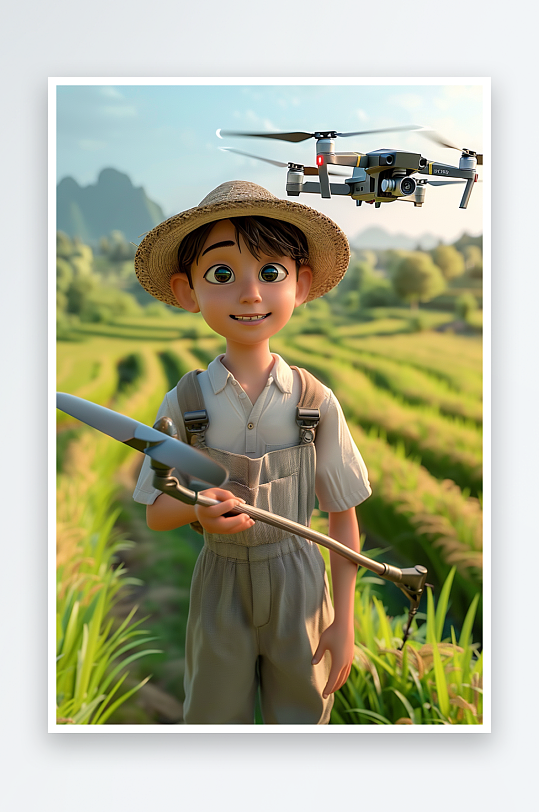 稻田中使用无人机场景-众图网