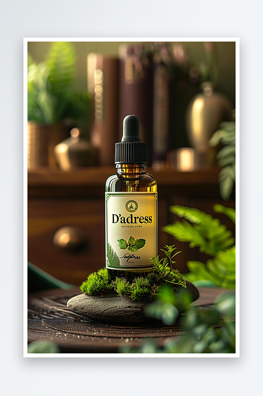 创意木质展台上的精华油-众图网