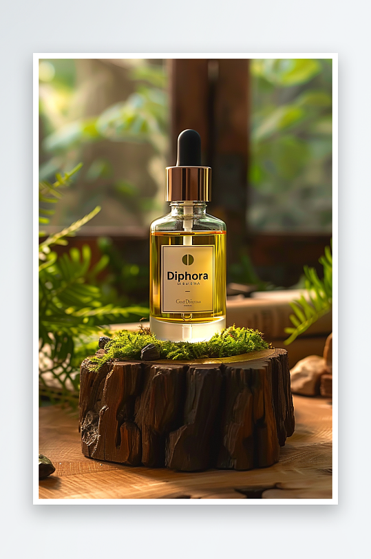 创意木质展台上的精华油-众图网