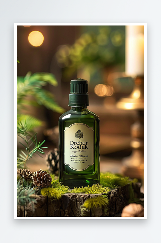 创意木质展台上的精华油-众图网