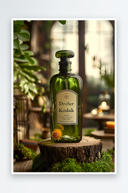 创意木质展台上的精华油-众图网