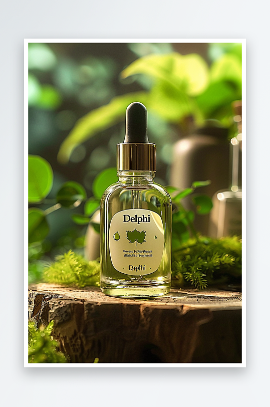 创意木质展台上的精华油-众图网