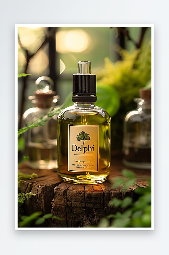 创意木质展台上的精华油-众图网