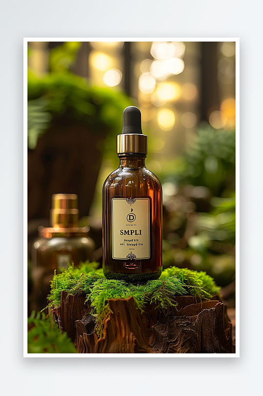 创意木质展台上的精华油-众图网