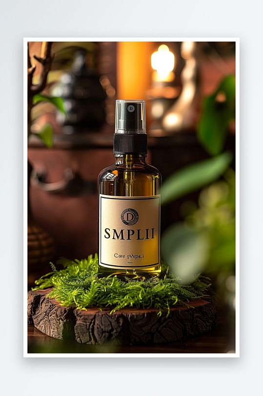 创意木质展台上的精华油-众图网