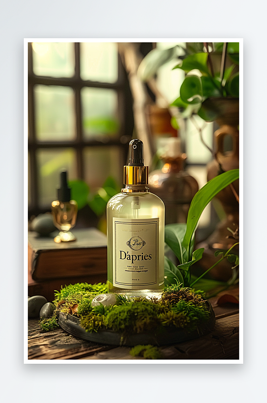 创意木质展台上的精华油-众图网