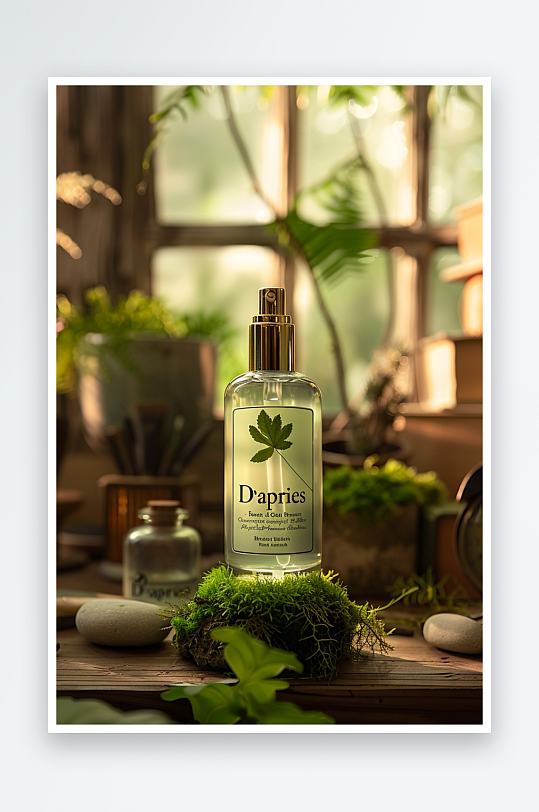 创意木质展台上的精华油-众图网