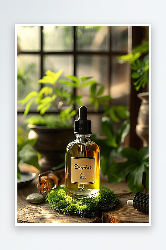 创意木质展台上的精华油-众图网