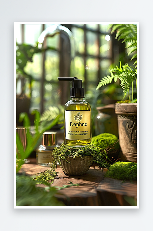 创意木质展台上的精华油-众图网