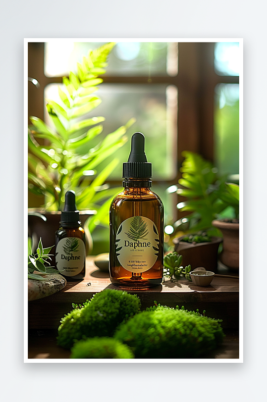 创意木质展台上的精华油-众图网