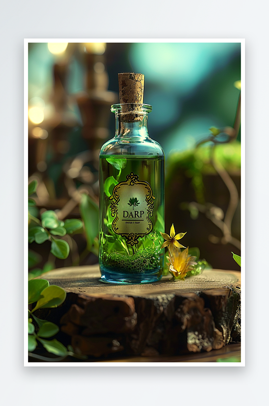 创意木质展台上的精华油-众图网