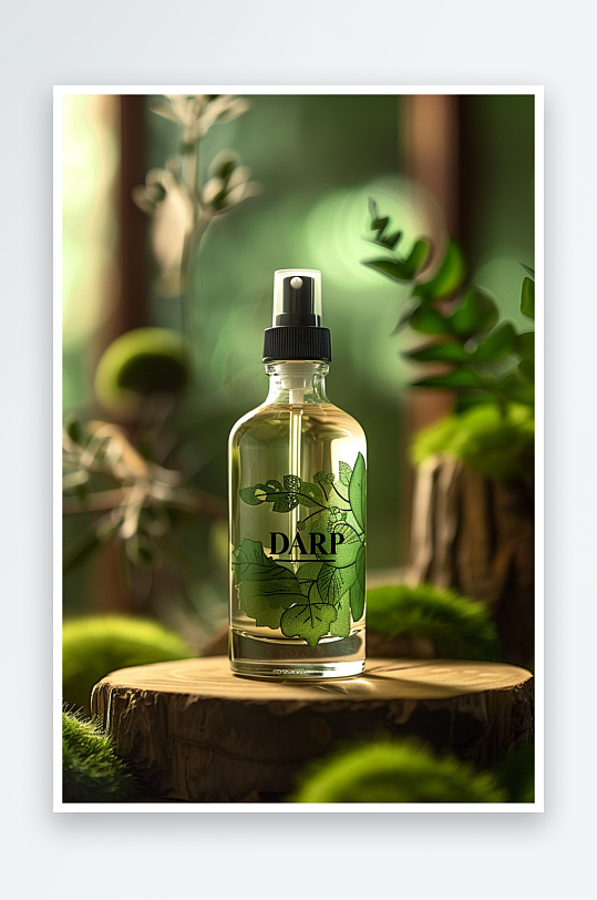 创意木质展台上的精华油-众图网