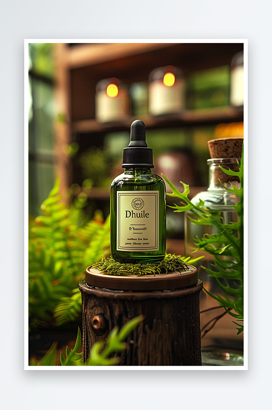 创意木质展台上的精华油-众图网