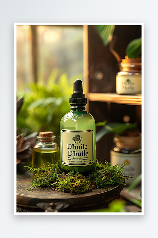 创意木质展台上的精华油-众图网