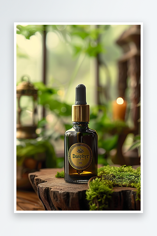 创意木质展台上的精华油-众图网