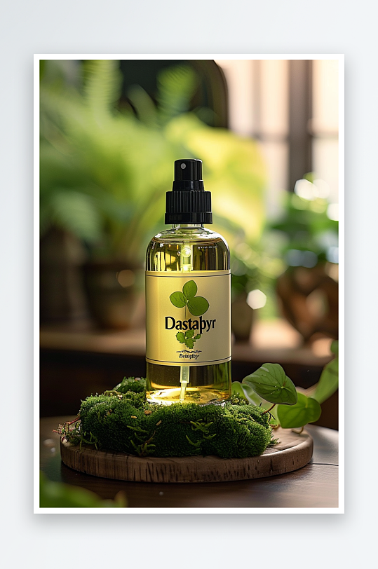 创意木质展台上的精华油-众图网