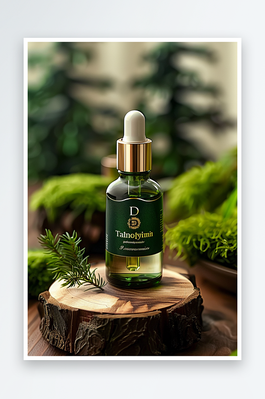 创意木质展台上的精华油-众图网