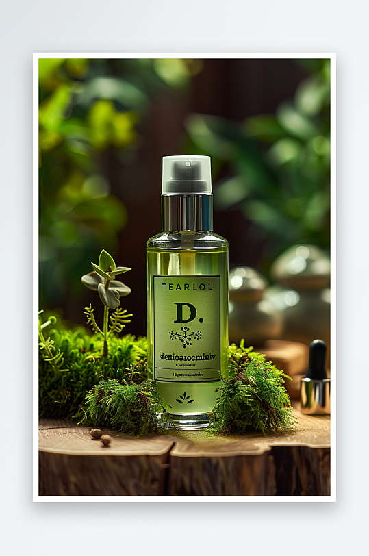 创意木质展台上的精华油-众图网