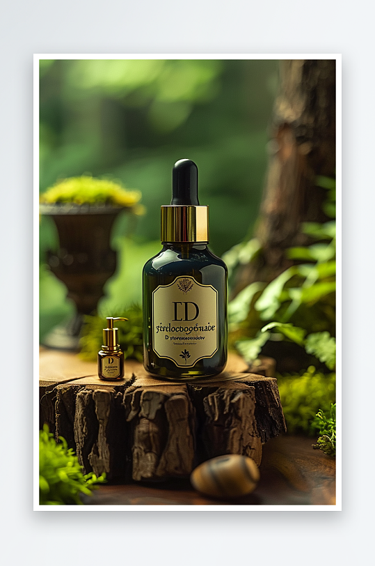 创意木质展台上的精华油-众图网