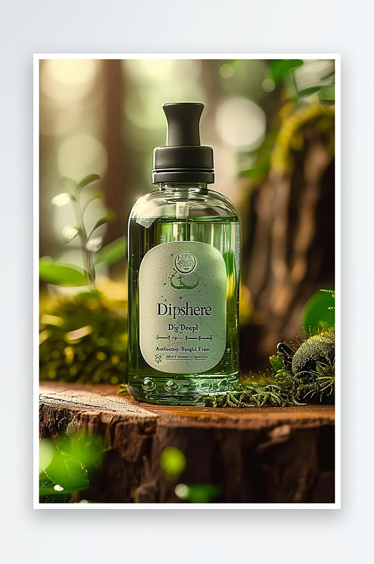 创意木质展台上的精华油-众图网