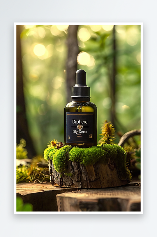 创意木质展台上的精华油-众图网