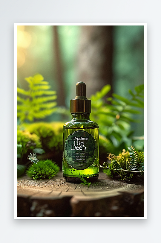 创意木质展台上的精华油-众图网