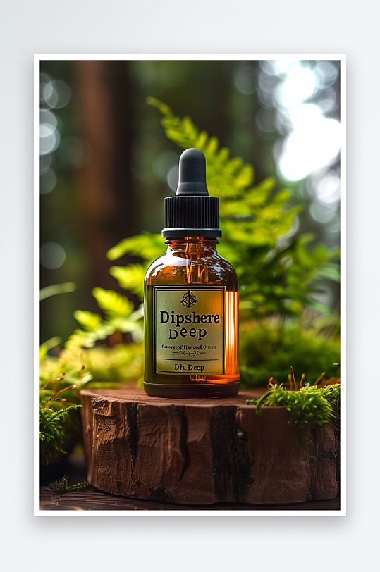 创意木质展台上的精华油-众图网