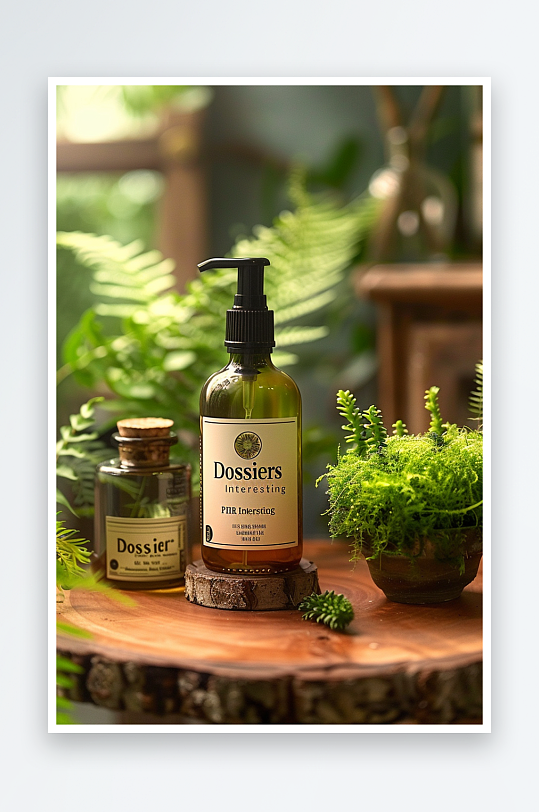 创意木质展台上的精华油-众图网