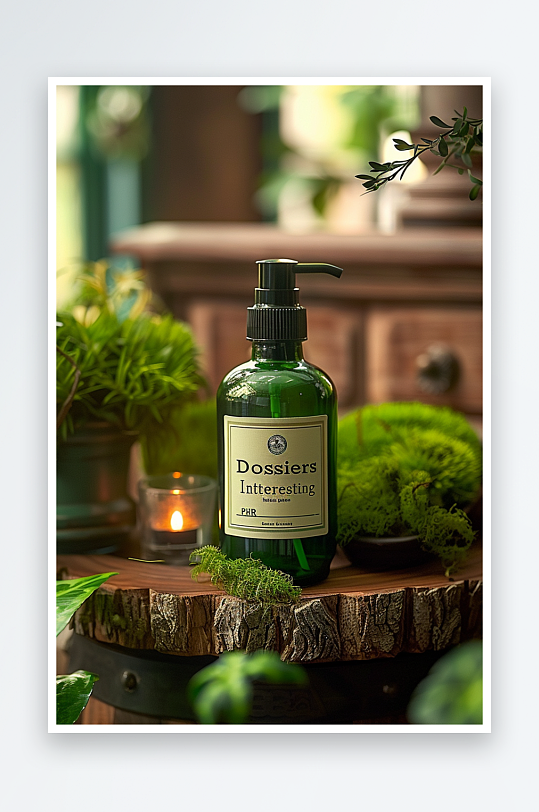 创意木质展台上的精华油-众图网